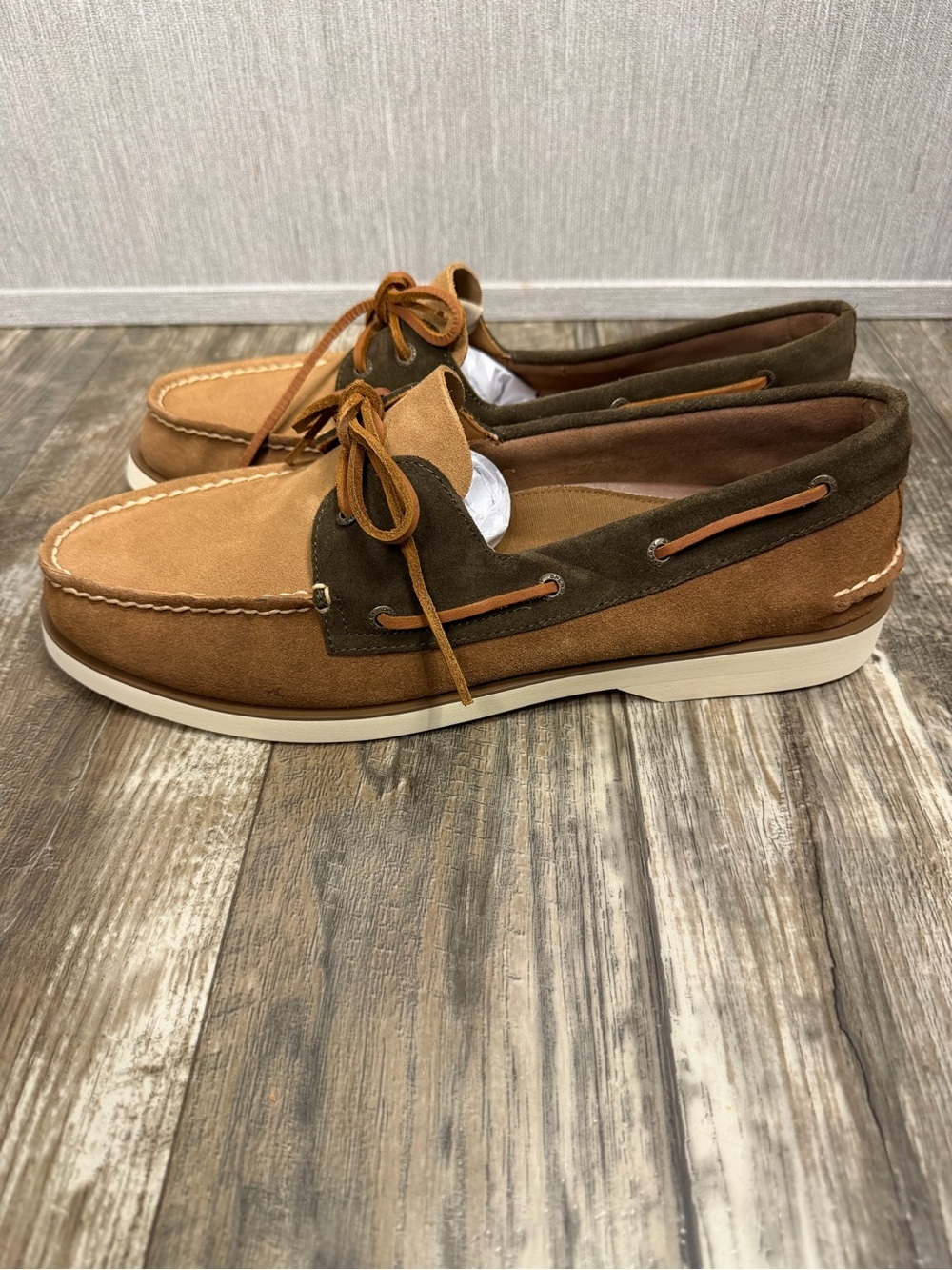 Sperry Two-Tone Brown & Tan Suede Boat Shoes Size 13 - Picture 9 of 16